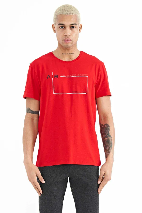 Tommylife Wholesale Otis Crew Neck Standard Fit Printed Men's T-Shirt 88228 Red