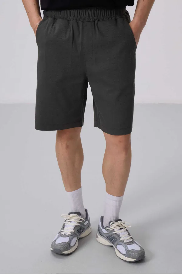 Short chino extensible léger, coupe standard, tissé, Tommylife Wholesale 81290 Anthracite