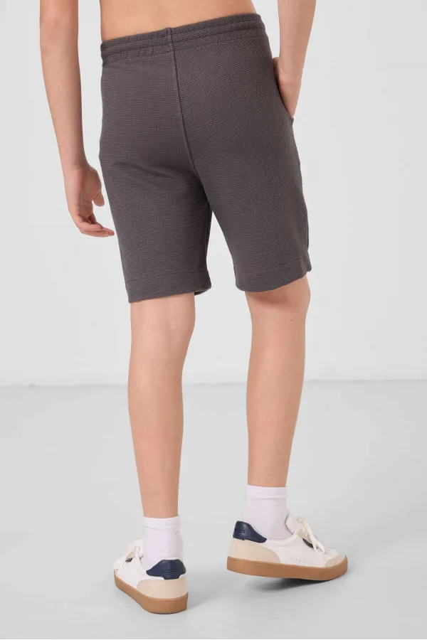 Tommylife Wholesale Cotton Soft Textured Standard Fit Basic Boys' Shorts 11289 Dark Grey