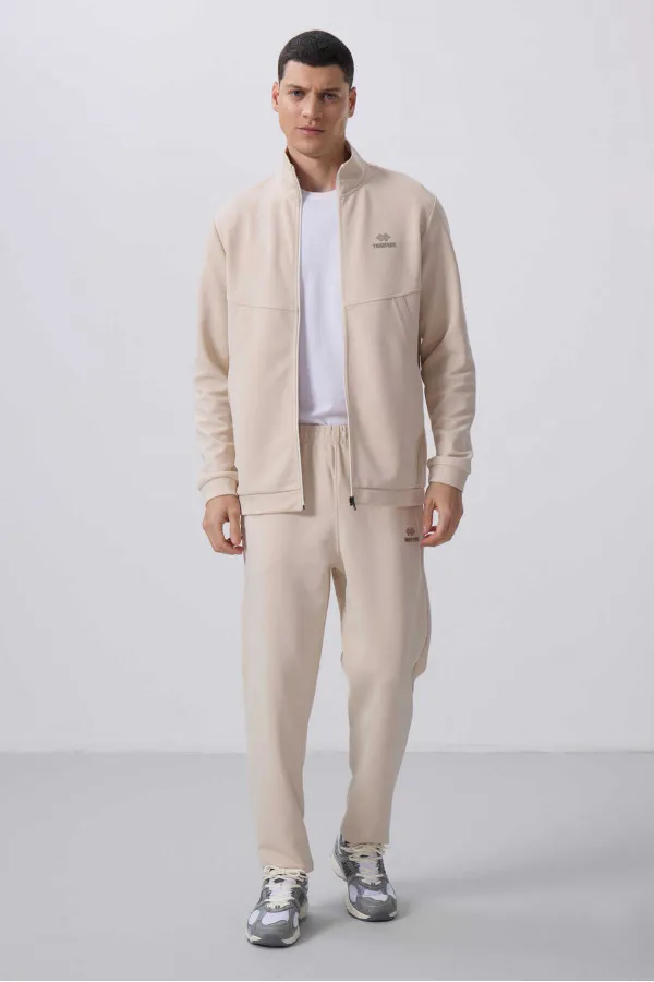Tommylife Toptan Yüzeyi Dokulu Rahat Form Erkek Eşofman Takım 85273 Bej