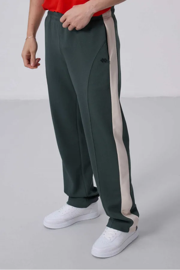 Pantalon palazzo pour homme Tommylife Wholesale, coupe standard, surface texturée, référence 82171, kaki
