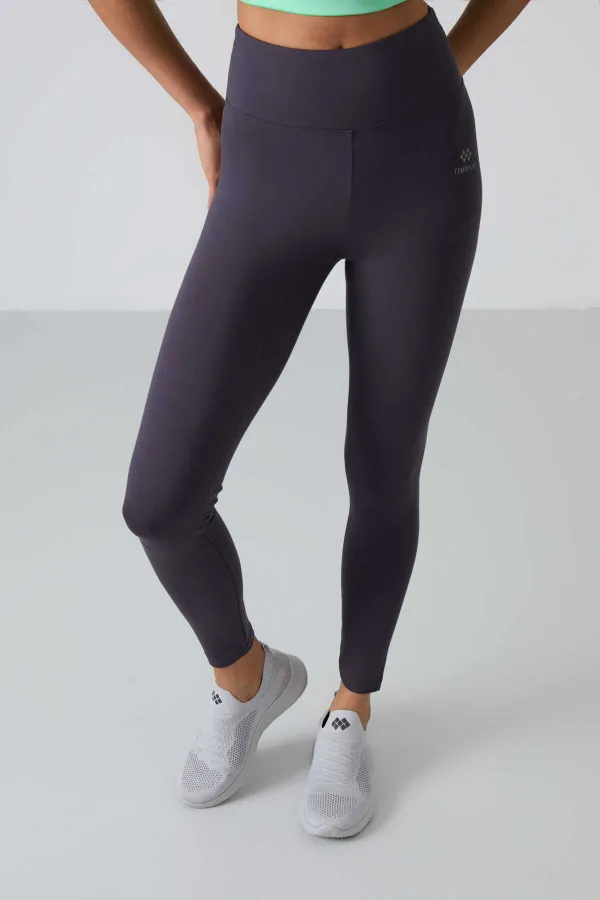 Tommylife Toptan Antrasit Yüksek Bel Toparlayıcı Slim Fit Dar Paça Kadın Tayt - 94011