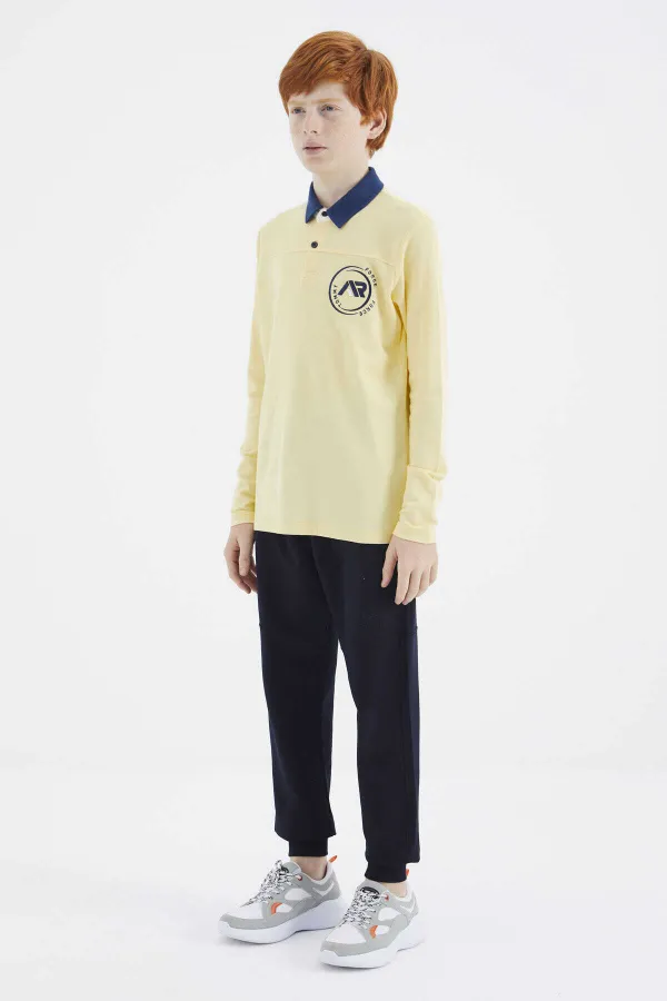 Tommylife Wholesale Waiter Size Polo Collar Standard Fit Basic Boys' Sweatshirt 11172 Yellow