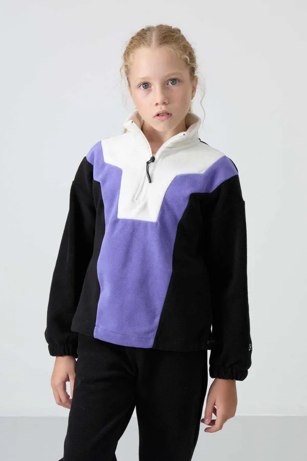 Sweat-shirt polaire à col montant et coupe standard pour filles de 7 à 15 ans, Tommylife Wholesale, noir, référence 75153