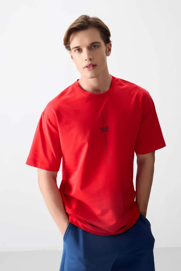 Tommylife Wholesale Crew Neck Oversize Printed Men's T-Shirt 88373 Fiesta