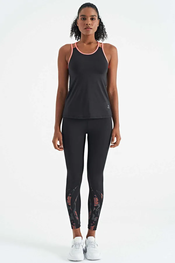 Débardeur de sport Tommylife Wholesale noir à double bretelle au dos, coupe standard, pour femme - 97258