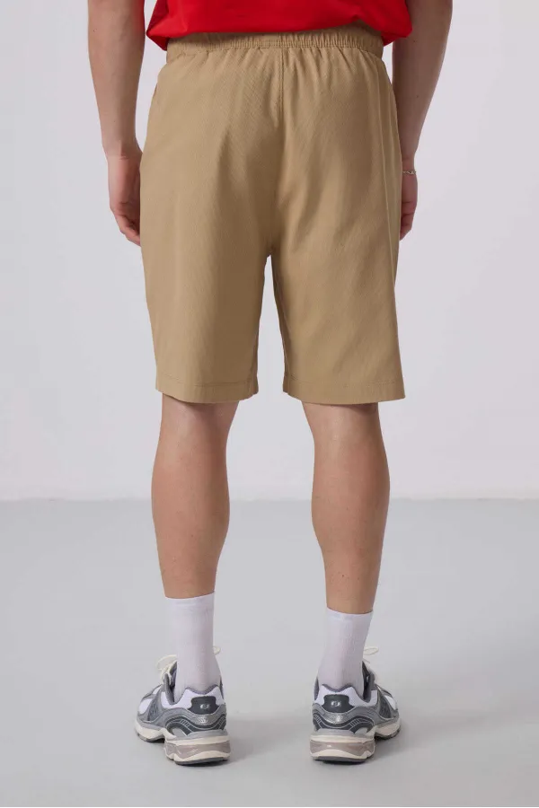 Tommylife Toptan Standart Fit Dokuma Hafif Esnek Chino Şort 81290 Koyu Bej