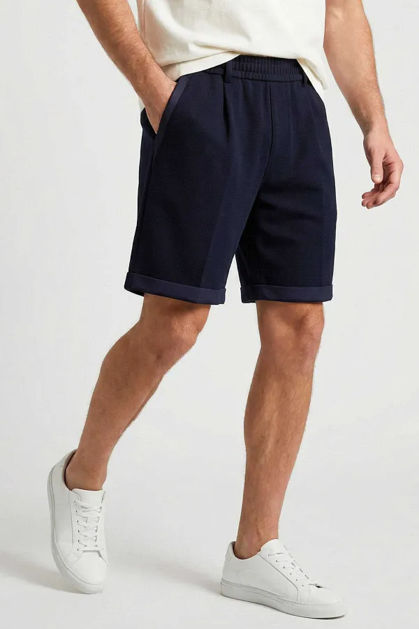 Short basique oversize bleu marine Tommylife pour homme avec ceinture - 81285