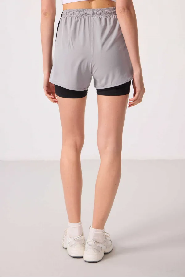 Short Tommylife en polyester, coupe standard, poche cachée, fermeture éclair, avec legging intégré - 91015 Pierre