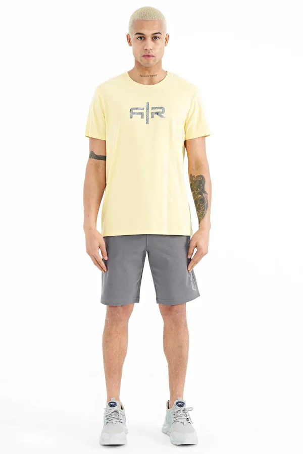 Tommylife Wholesale Boris Crew Neck Standard Fit Printed Men's T-Shirt 88206 Yellow