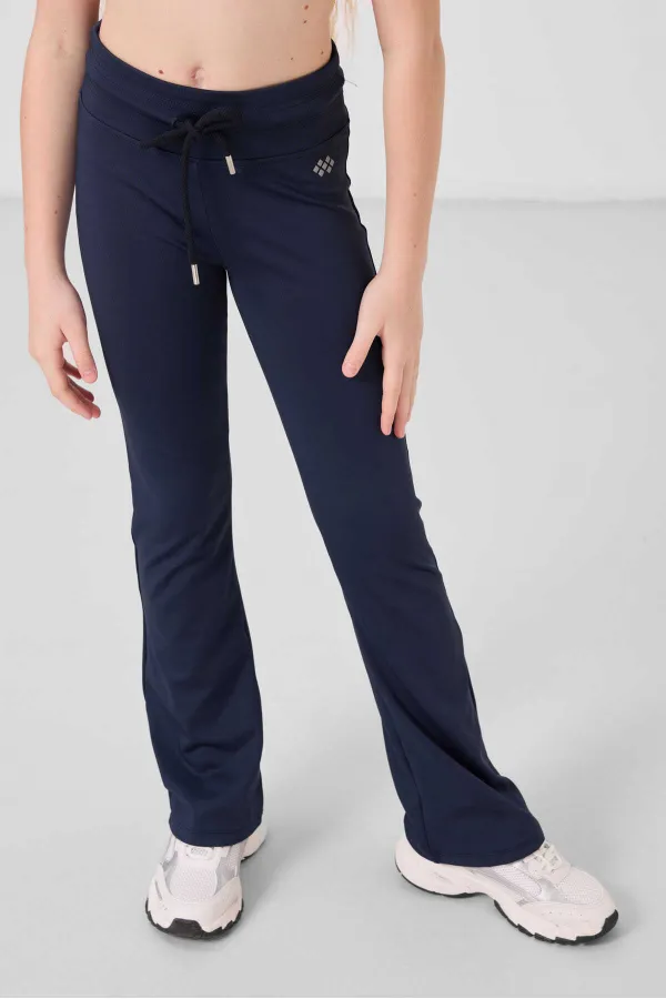 Tommylife Toptan Esnek Standart Fit Basic Performans İspanyol Paça Kız Çocuk Tayt 75193 İndigo