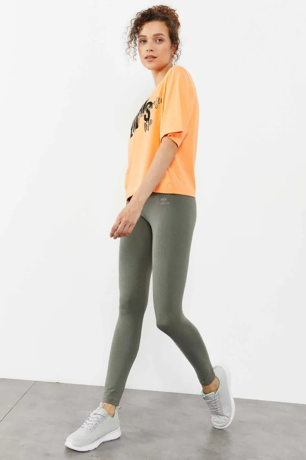 Tommylife Toptan Çağla Yüksek Bel Toparlayıcı Slim Fit Dar Paça Kadın Tayt - 94011