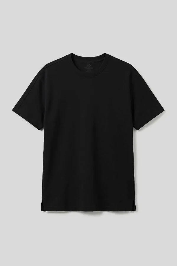 T-shirt homme noir Tommylife Wholesale, coupe confortable, souple et respirant - 88495
