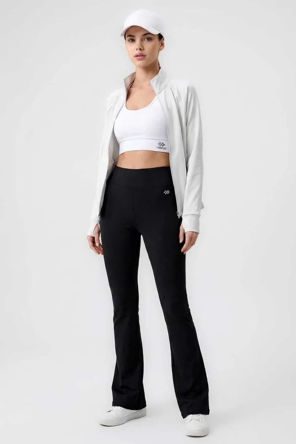 Leggings de sport évasés pour femmes Tommylife, noirs, souples et taille haute, en vente en gros - 94686 Leggings de sport évasés pour femmes Tommylife, noirs, souples et taille haute, en vente en gros - 94686