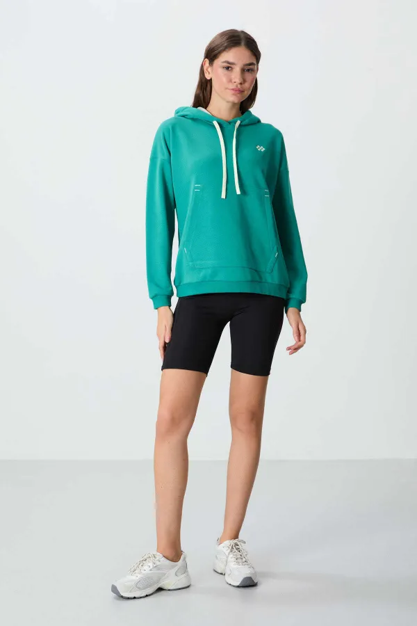 Sweat-shirt à capuche oversize pour femme Tommylife Wholesale 97291 Bleu marine et vert