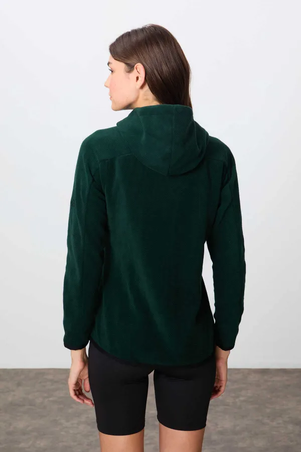 Tommylife Wholesale Hooded Standard Fit Zip-Up Women's Fleece Sweatshirt 97287 Pine Green