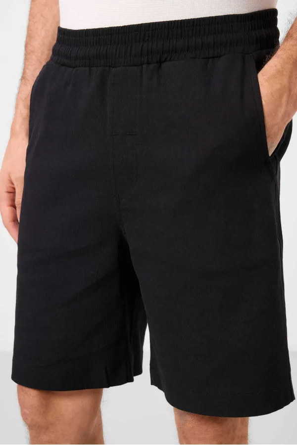 Short chino extensible léger, coupe standard, tissé, Tommylife Wholesale, noir, référence 81289