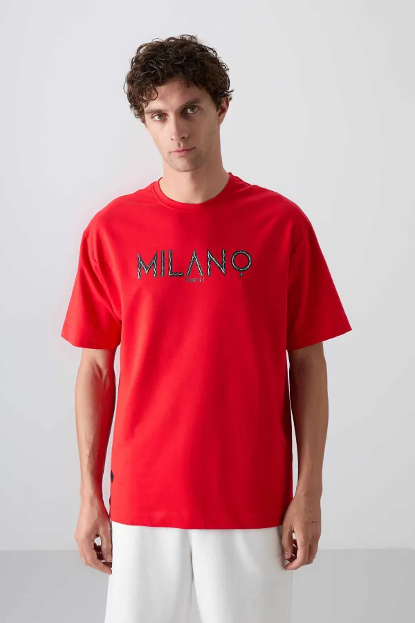 Tommylife Wholesale Crew Neck Oversize Printed Men's T-Shirt 88345 Fiesta