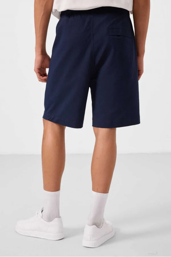 Short chino extensible léger, coupe standard, tissé, Tommylife Wholesale, bleu marine, référence 81293