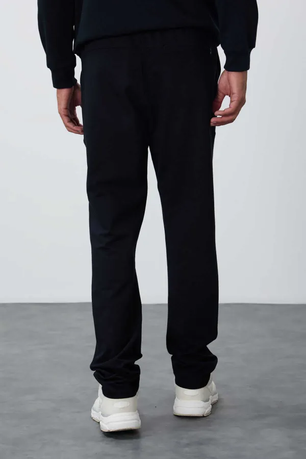 Pantalon de survêtement bleu marine pour homme Tommylife Wholesale, avec cordon de serrage, poches, coupe standard et jambes classiques - 84682