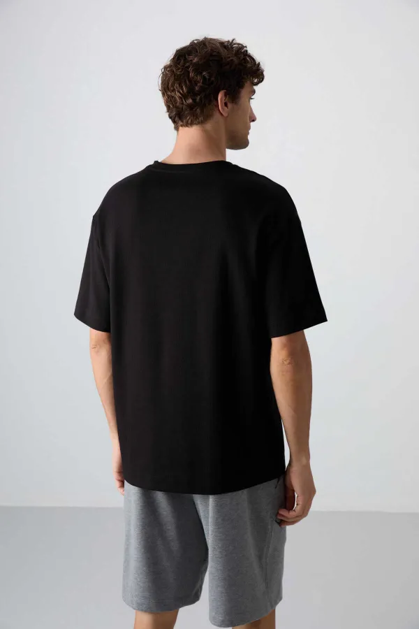 Tommylife Wholesale Crew Neck Oversize Printed Men's T-Shirt 88326 Black
