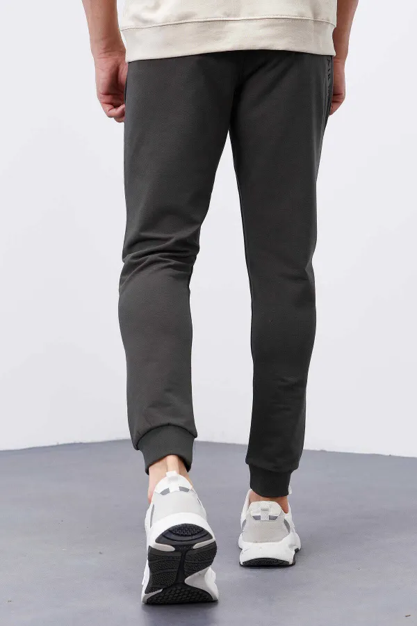 Tommylife Toptan Haki Fermuar Cepli Dar Kalıp Jogger Erkek Eşofman Alt - 84343