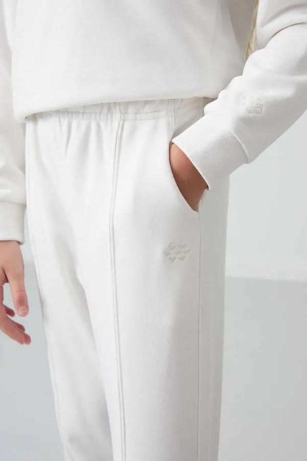 Ensemble de survêtement Tommylife Wholesale pour filles de 3 à 9 ans, col rond, taille oversize, réf. 75145, écru