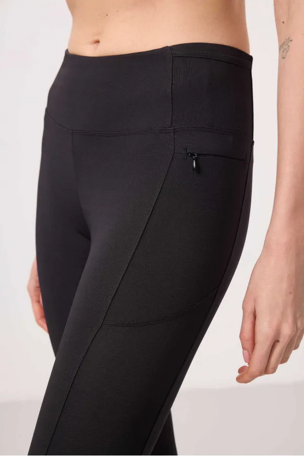 Tommylife Toptan Polyester Esnek Standart Fit Performans Kadın Tayt - 94667 Siyah