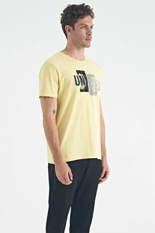 Tommylife Wholesale Elvis Crew Neck Standard Fit Printed Men's T-Shirt 88218 Yellow