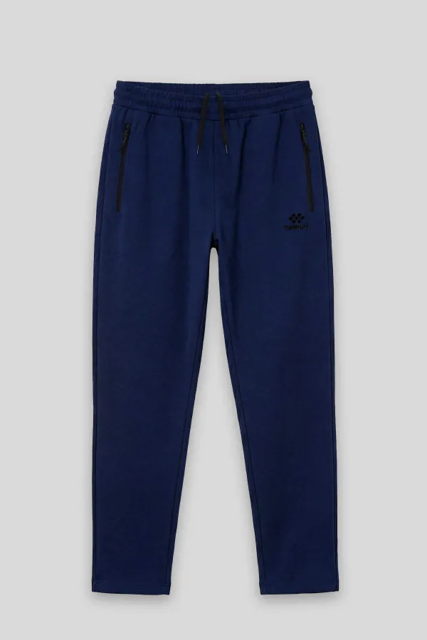 Tommylife Wholesale Navy Blue Basic Men's Plus Size Sweatpants with Drawstring Waist and Classic Leg - 84844