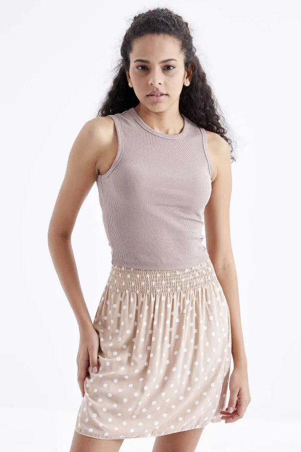 Tommylife Wholesale Camel Basic Sleeveless O-Neck Women's Crop Top Tank Top - 97204