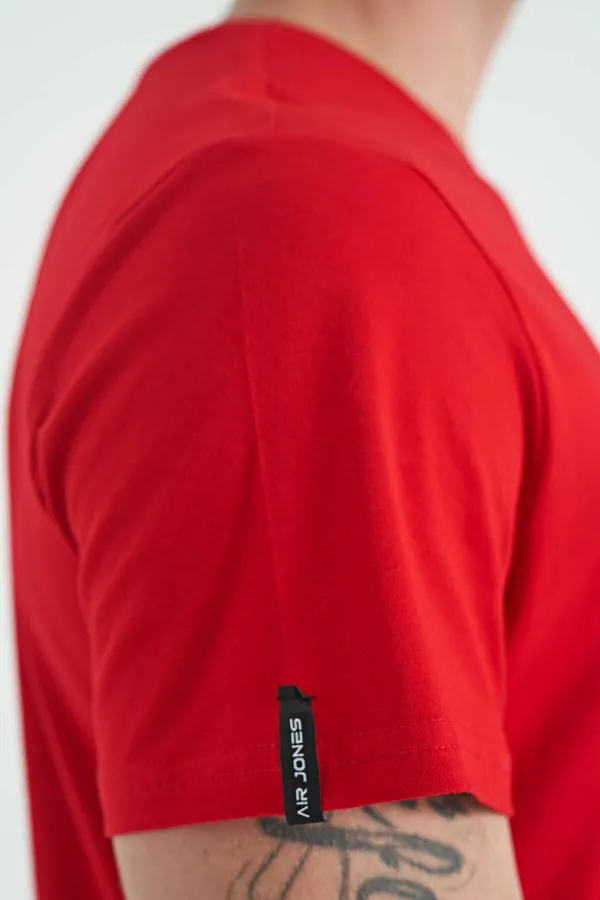 Tommylife Wholesale Calvin Klein Crew Neck Standard Fit Basic Men's T-Shirt 88245 Red