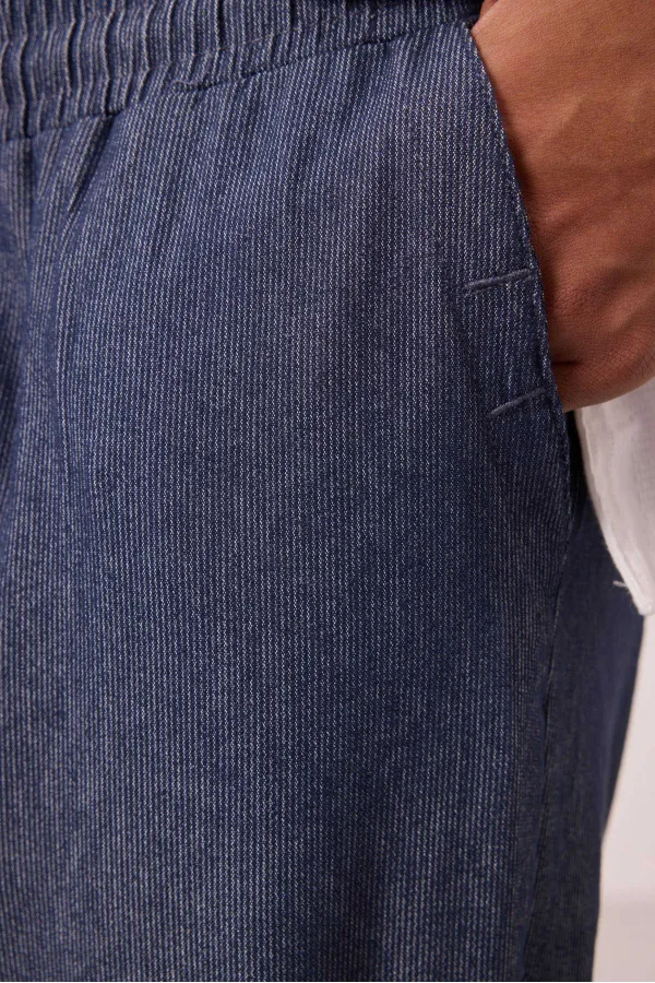 Jean chino extensible léger, coupe standard, tissé, Tommylife Wholesale, bleu marine, référence 82176