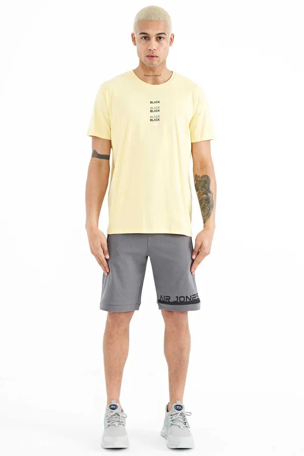 T-shirt homme imprimé Tommylife Wholesale Tylor, col rond, coupe standard, jaune, référence 88227