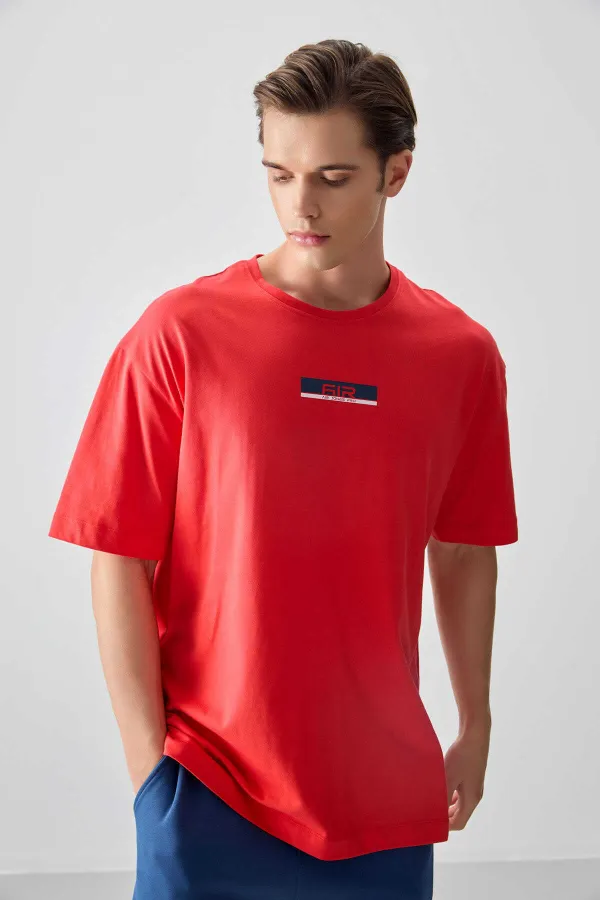 Tommylife Wholesale Crew Neck Oversize Printed Men's T-Shirt 88359 Fiesta