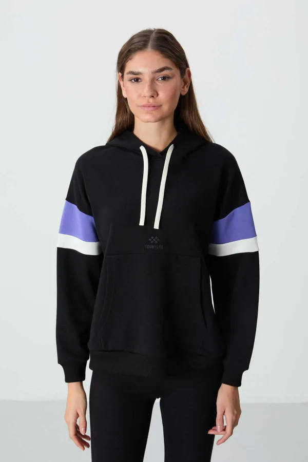 Tommylife Wholesale Hooded Oversize Women's Sweatshirt 97290 Black