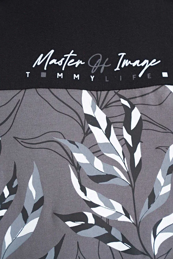 Tommylife Wholesale Black Gradient Print Detail Crew Neck Standard Fit Men's T-Shirt - 88177