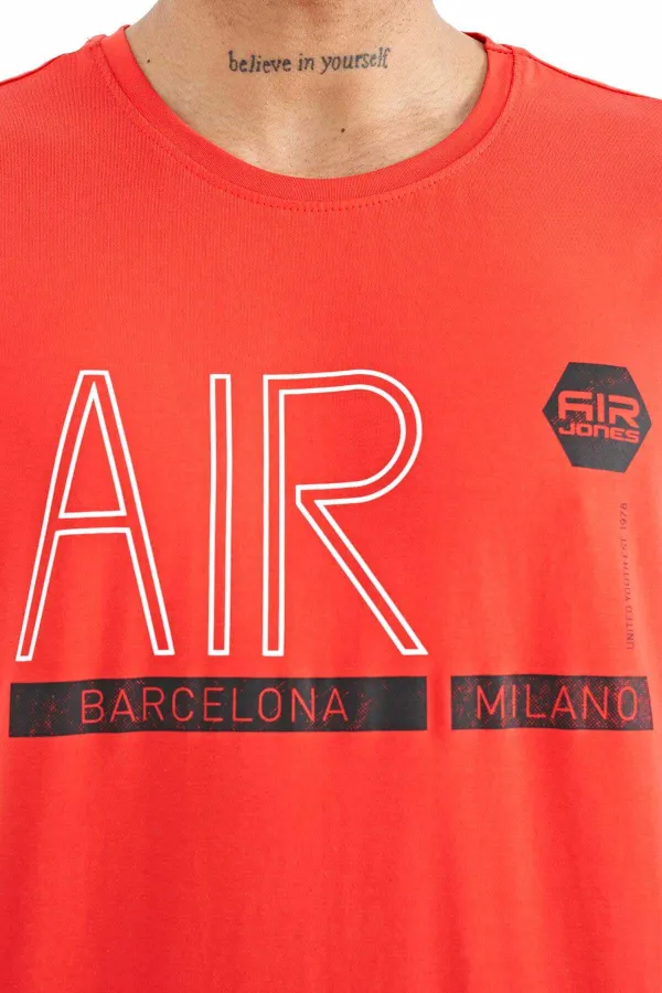 Tommylife Wholesale Conan Crew Neck Standard Fit Printed Men's T-Shirt 88209 Fiesta