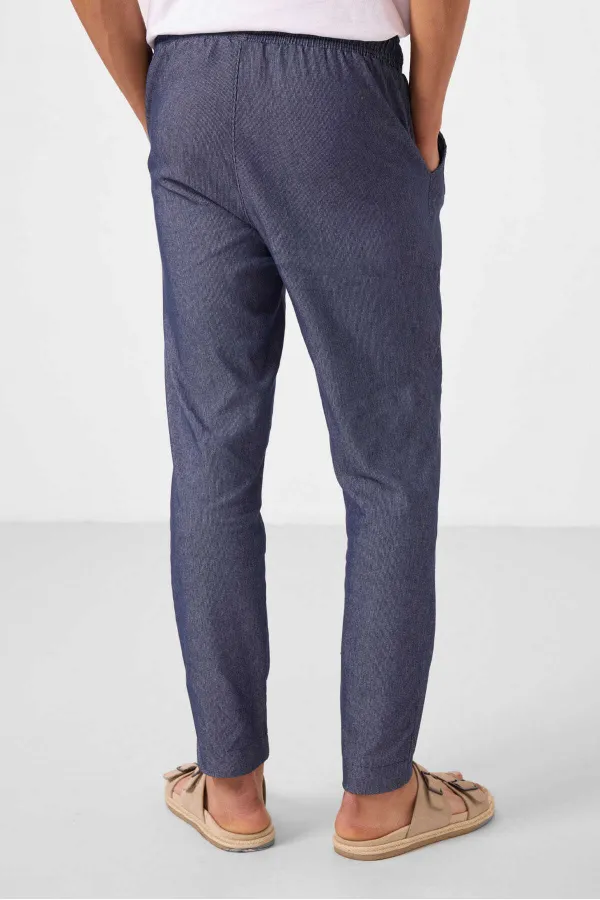 Jean chino extensible léger, coupe standard, tissé, Tommylife Wholesale, bleu marine, référence 82177