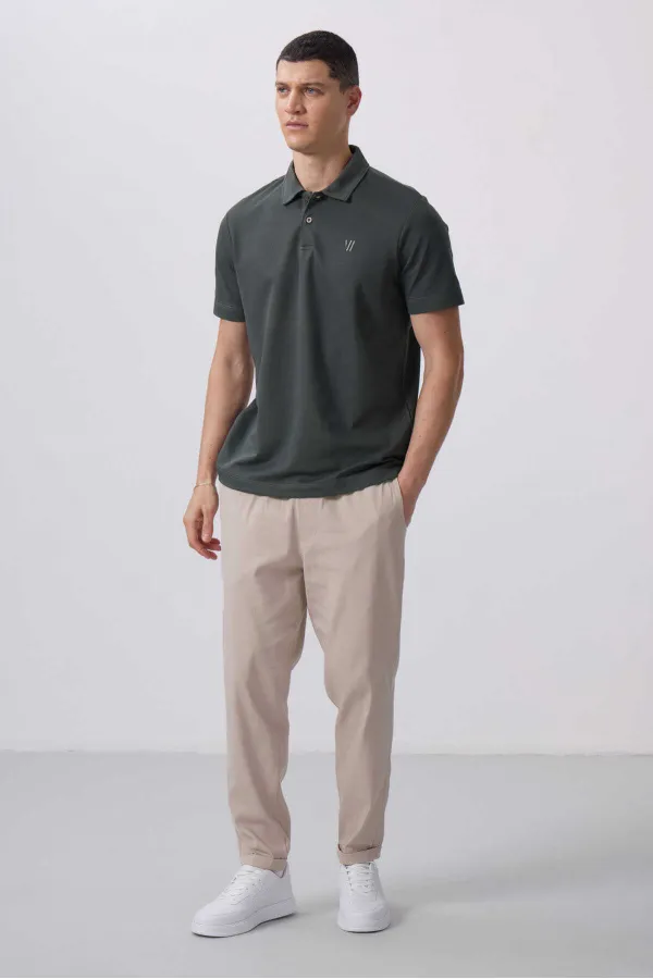 Pantalon chino extensible léger tissé coupe standard Tommylife Wholesale 82175 Stone