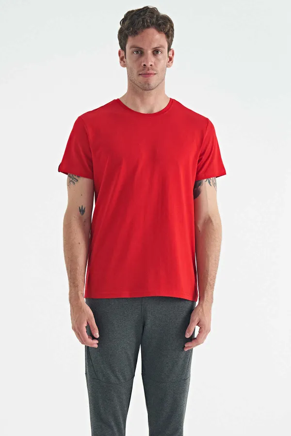 Tommylife Wholesale Calvin Klein Crew Neck Standard Fit Basic Men's T-Shirt 88245 Red