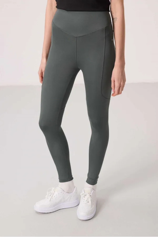 Leggings de performance extensibles en polyester Tommylife Wholesale pour femmes - 94666 Kaki