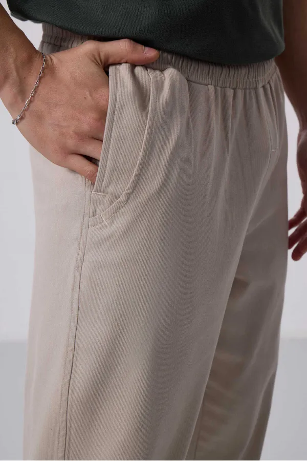 Pantalon chino extensible léger tissé coupe standard Tommylife Wholesale 82175 Stone