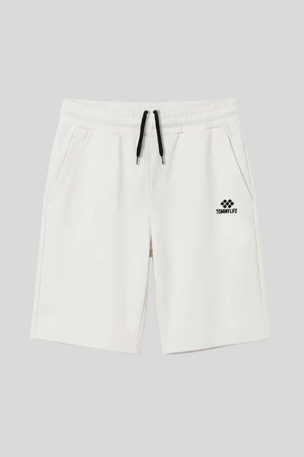 Short basique pour homme Tommylife Wholesale Off-White à cordon de serrage, coupe standard - 81212