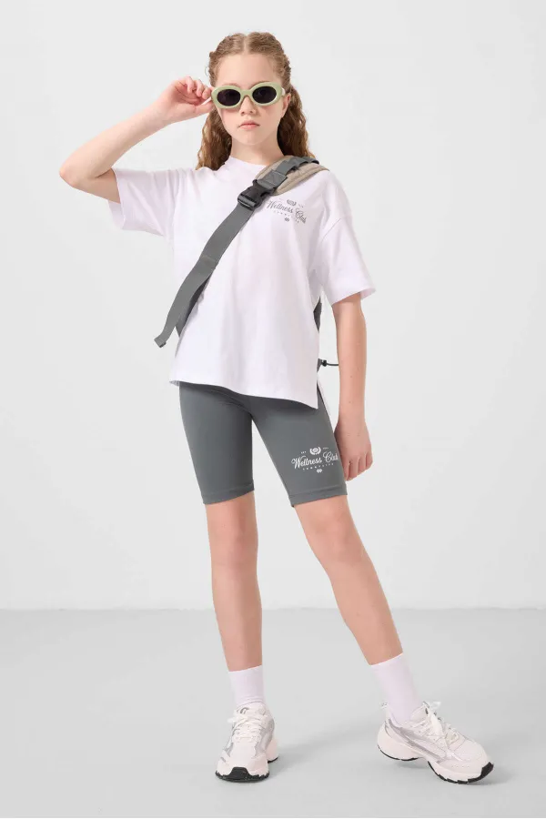 KIZ GARSON TAYT TAKIM T-SHIRT/KISA TAYT Beyaz/Haki