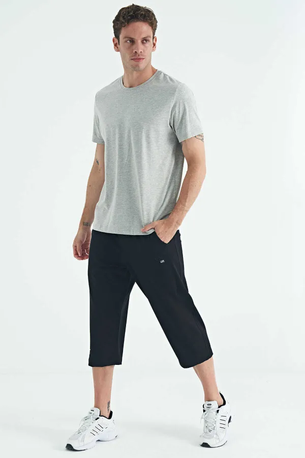 T-shirt basique Tommylife à col rond et coupe standard pour homme, gris clair chiné, référence 87911