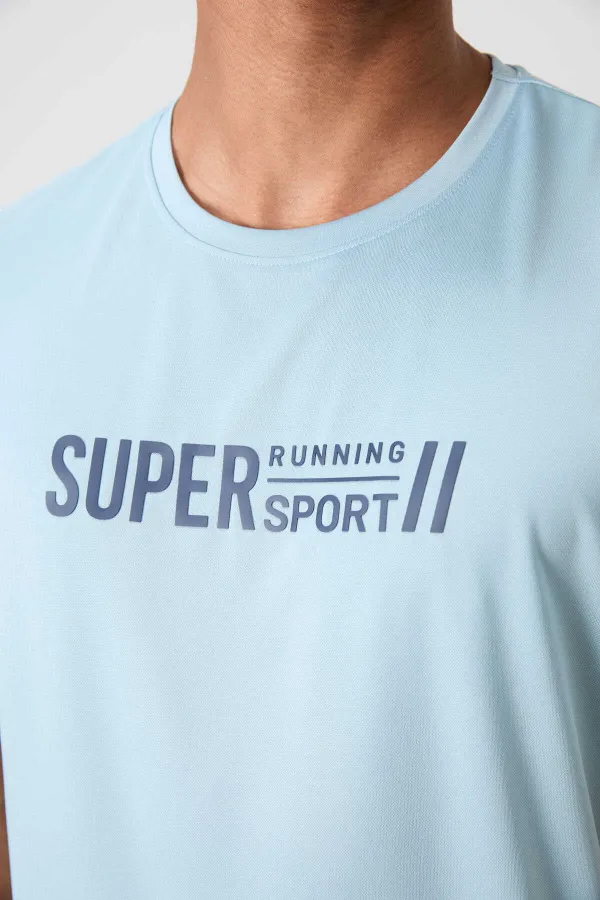 Tommylife Toptan O Yaka Standart Kalıp Aktif Spor Erkek T-Shirt 88385 Açık Mavi