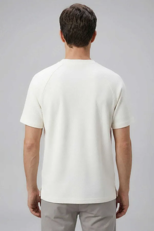Tommylife Toptan Ekru Rahat Form Esnek Nefes Alabilir Erkek T-Shirt - 88495