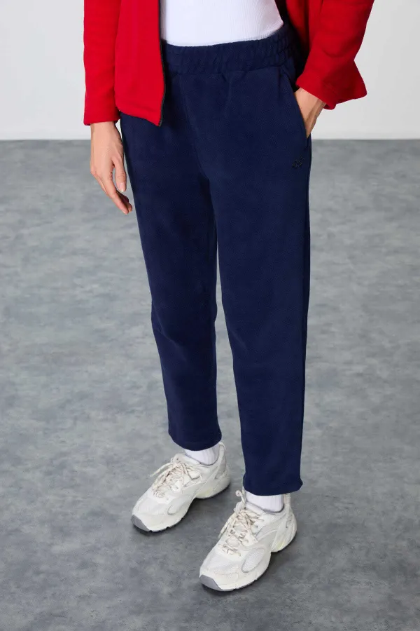 Ensemble de survêtement en polaire Tommylife Wholesale pour femme, coupe classique, col montant, taille oversize, rouge et marine (réf. 95339).