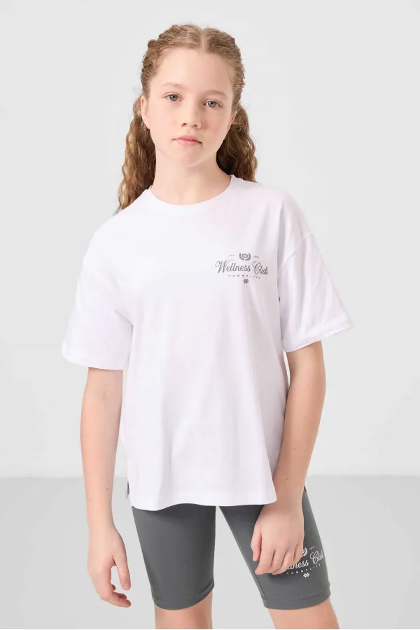 KIZ GARSON TAYT TAKIM T-SHIRT/KISA TAYT Beyaz/Haki